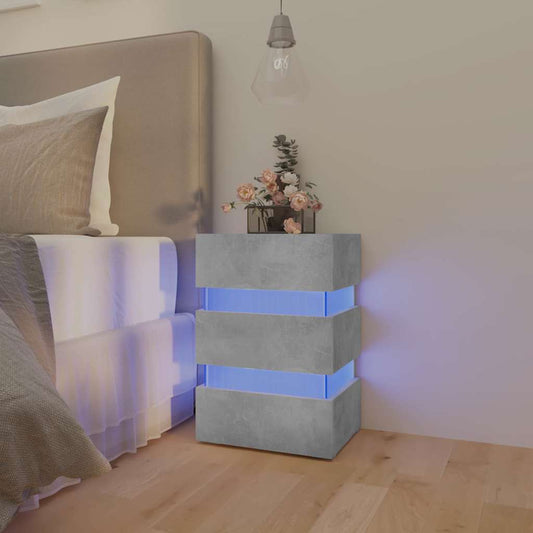 Sängbord Nattduksbord Betonggrå med LED 45x35x67 cm