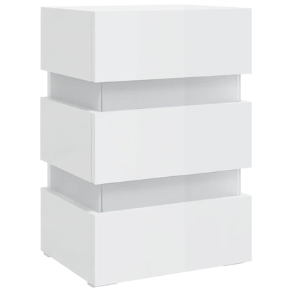 Sängbord Nattduksbord Högglans Vit Sängskåp LED 45x35x67 cm