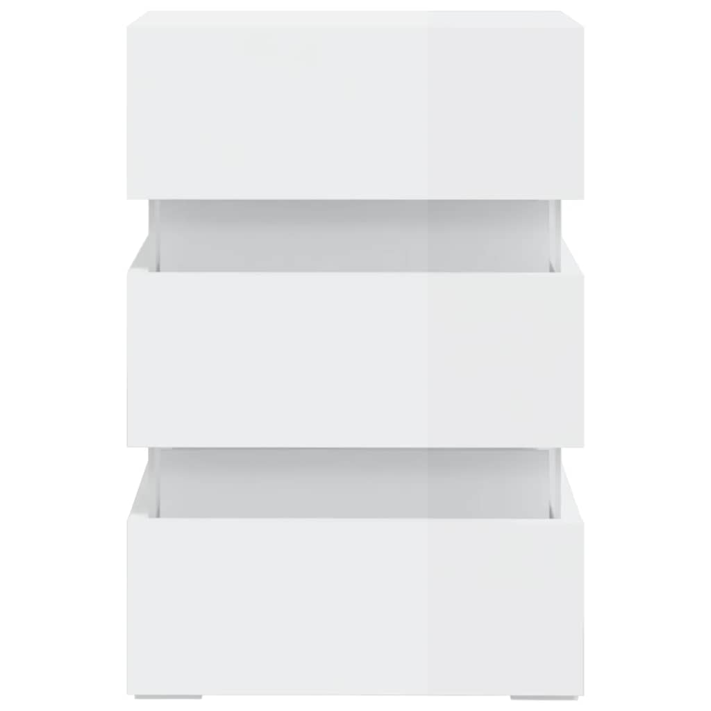 Sängbord Nattduksbord Högglans Vit Sängskåp LED 45x35x67 cm