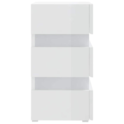 Sängbord Nattduksbord Högglans Vit Sängskåp LED 45x35x67 cm