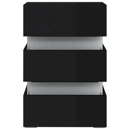 Sängbord Nattduksbord Högglans Svart Sängskåp LED 45x35x67 cm