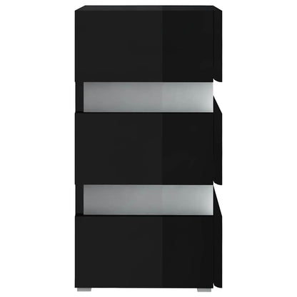 Sängbord Nattduksbord Högglans Svart Sängskåp LED 45x35x67 cm