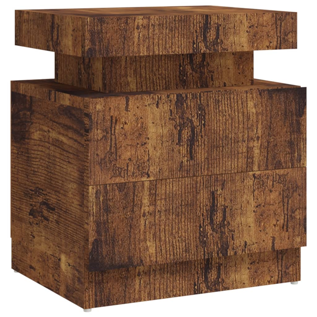Sängbord Nattduksbord Rökfärgad Ek 45x35x52 cm