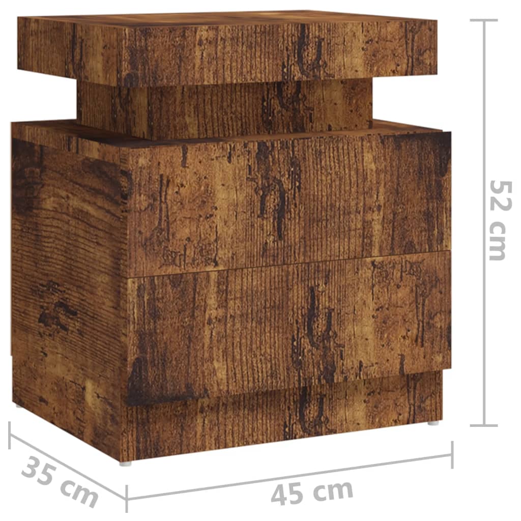Sängbord Nattduksbord Rökfärgad Ek 45x35x52 cm