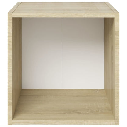 TV-bänk 4 st vit och sonoma-ek 37x35x37 cm konstruerat trä