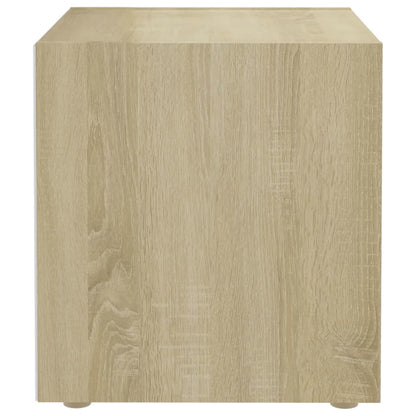 TV-bänk 4 st vit och sonoma-ek 37x35x37 cm konstruerat trä