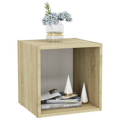 TV-bänk 4 st vit och sonoma-ek 37x35x37 cm konstruerat trä
