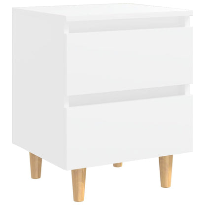 Sängbord med massiva furuben 2 st vit 40x35x50 cm