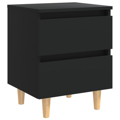 Sängbord med massiva furuben 2 st svart 40x35x50 cm