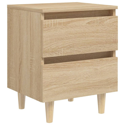 Sängbord med massiva furuben 2 st sonoma-ek 40x35x50 cm