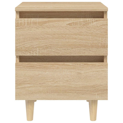 Sängbord med massiva furuben 2 st sonoma-ek 40x35x50 cm