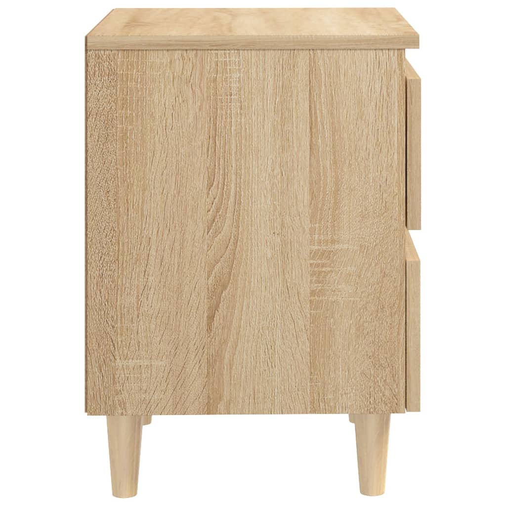 Sängbord med massiva furuben 2 st sonoma-ek 40x35x50 cm