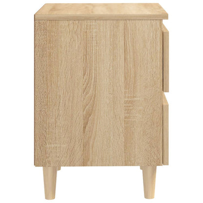 Sängbord med massiva furuben 2 st sonoma-ek 40x35x50 cm