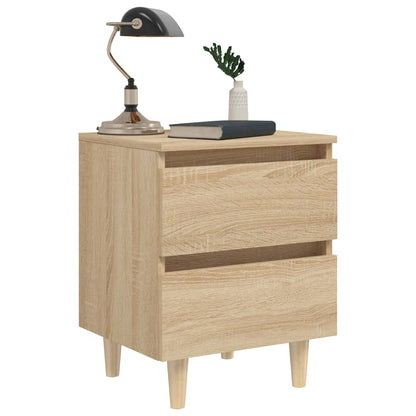 Sängbord med massiva furuben 2 st sonoma-ek 40x35x50 cm