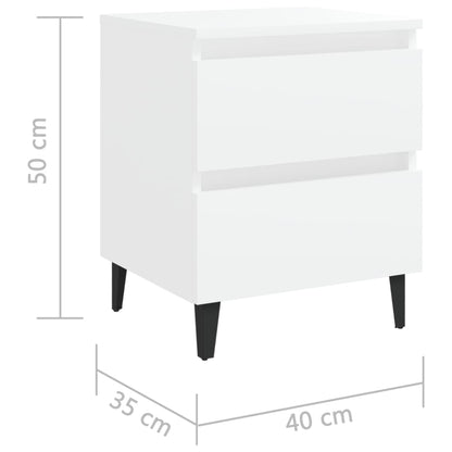 Sängbord 2 st vit 40x35x50 cm konstruerat trä