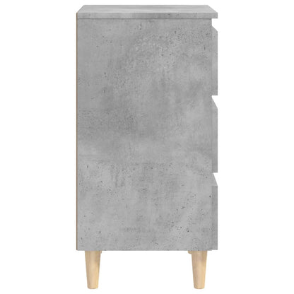 Sängbord med ben i massivt trä 2 st betonggrå 40x35x69 cm
