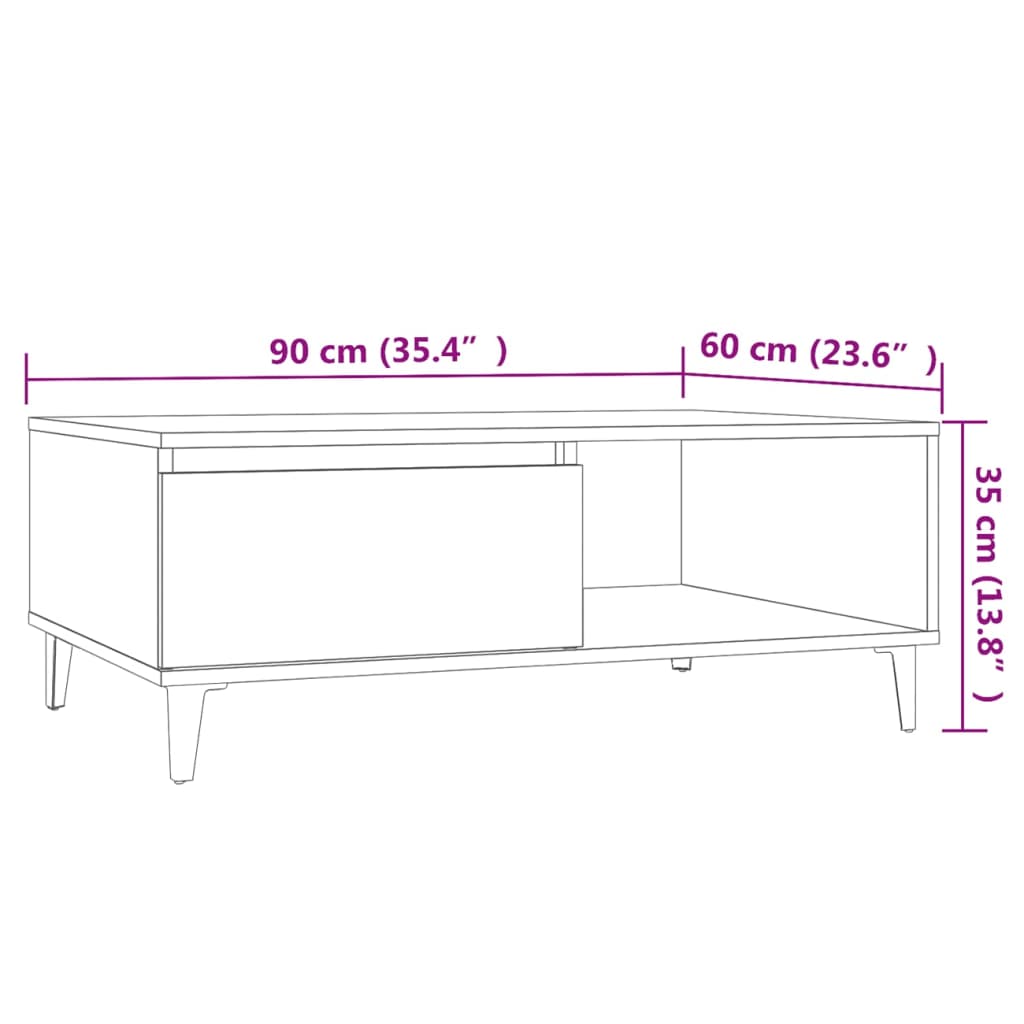 Soffbord Sonoma Ek 90x60x35 cm
