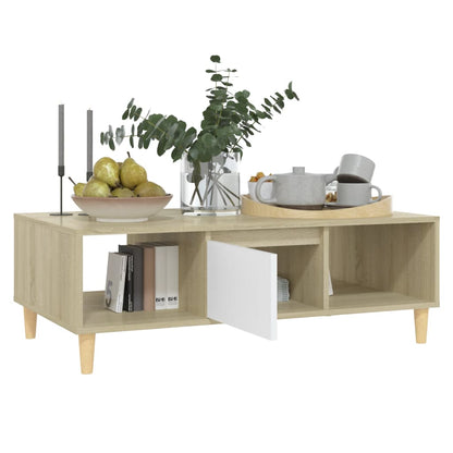 Soffbord Vit och Sonoma Ek 103,5x60x35 cm