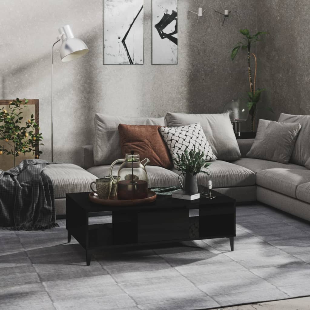 Soffbord svart högglans 103,5x60x35 cm konstruerat trä