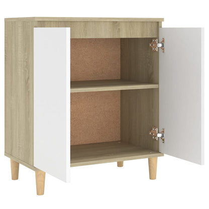 Skåp Vit Sonoma Ek massiva träben 60x35x70 cm