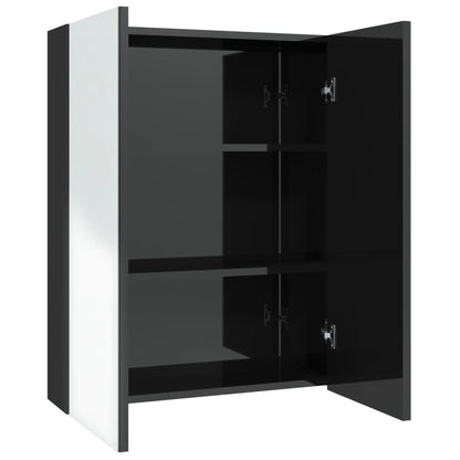 Badrumsspegel Spegelskåp Högglans Svart 60x15x75 cm