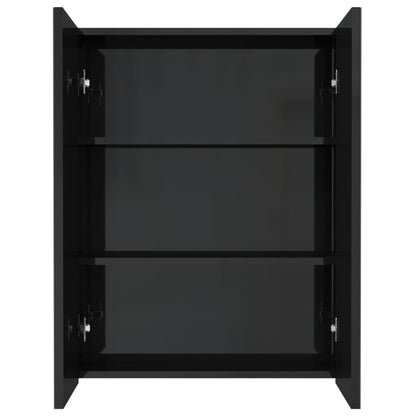 Badrumsspegel Spegelskåp Högglans Svart 60x15x75 cm