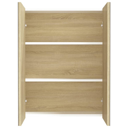 Badrumsspegel Spegelskåp Vit och Ek 60x15x75 cm