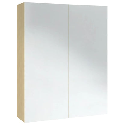 Badrumsspegel Spegelskåp Vit och Ek 60x15x75 cm