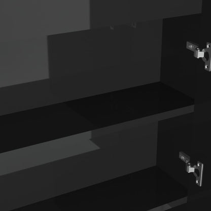 Badrumsspegel Spegelskåp Svart glänsande 80x15x60 cm