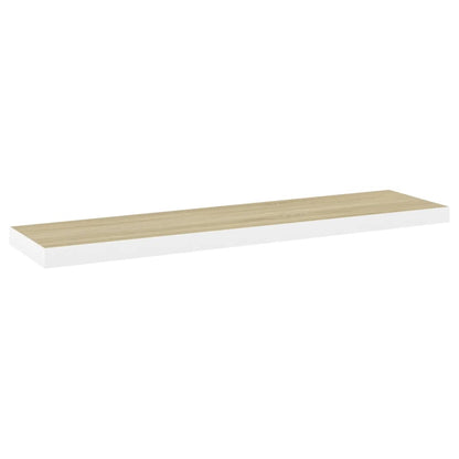 Vägghylla Vit 4 st Vit och Ek 120x23,5x3,8 cm MDF