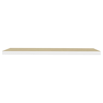 Vägghylla Vit 4 st Vit och Ek 120x23,5x3,8 cm MDF