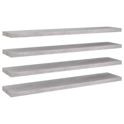 Vägghylla Betonggrå Svävande Flytande 4 st 120x23,5x3,8 cm