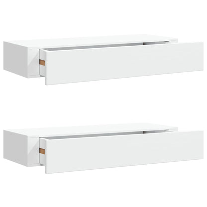Vägghylla Vit låda 2 st Vit 60x23,5x10 cm MDF