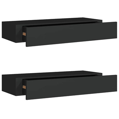 Vägghylla Svart Vegglåda 2 st 60x23,5x10 cm MDF