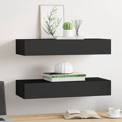 Vägghylla Svart Vegglåda 2 st 60x23,5x10 cm MDF