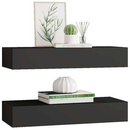 Vägghylla Svart Vegglåda 2 st 60x23,5x10 cm MDF