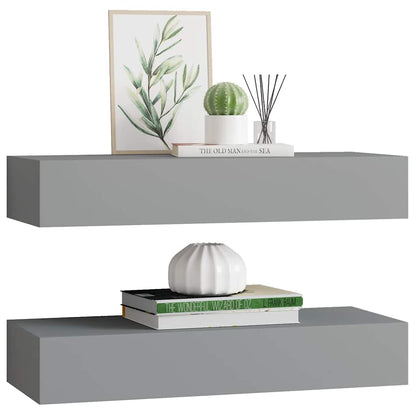 Vägghylla Grå Vegglåda 2 st 60x23,5x10 cm MDF