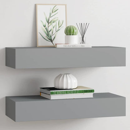 Vägghylla Grå Vegglåda 2 st 60x23,5x10 cm MDF