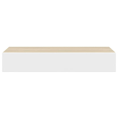 Vägghylla Vit och Ek 2 st 60x23,5x10 cm MDF
