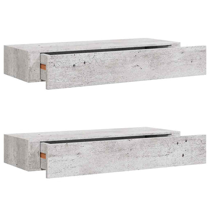 Vägghylla Betonggrå 2 st 60x23,5x10 cm MDF
