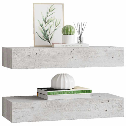 Vägghylla Betonggrå 2 st 60x23,5x10 cm MDF