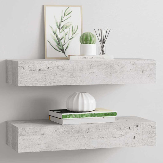 Vägghylla Betonggrå 2 st 60x23,5x10 cm MDF