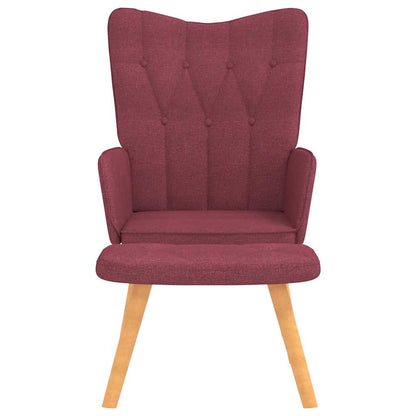 Fåtölj Vinröd Vilstol med fotpall tyg