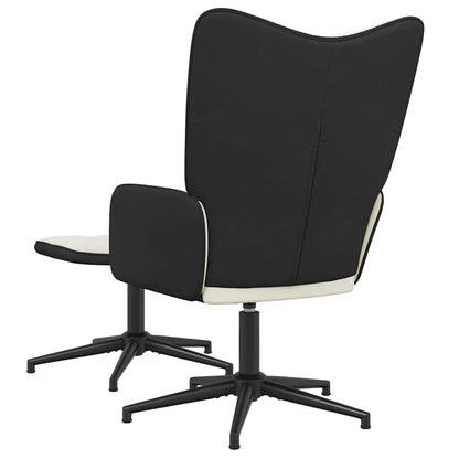 Fåtölj Gräddvit Vilstol med fotpall sammet och PVC