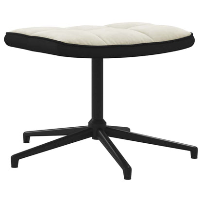 Fåtölj Gräddvit Vilstol med fotpall sammet och PVC