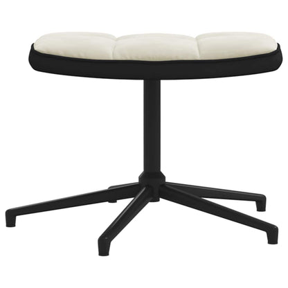 Fåtölj Gräddvit Vilstol med fotpall sammet och PVC