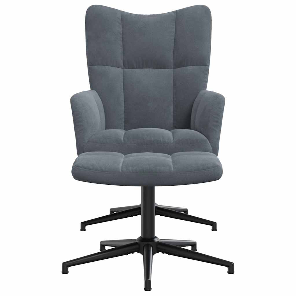 Fåtölj Mörkgrå Vilstol med fotpall sammet