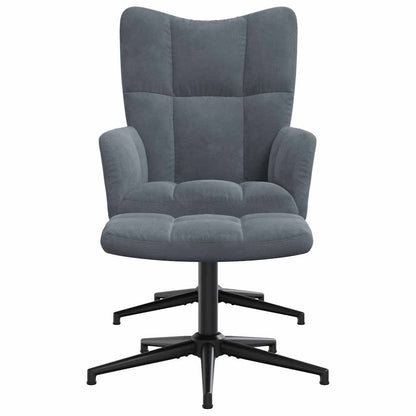 Fåtölj Mörkgrå Vilstol med fotpall sammet