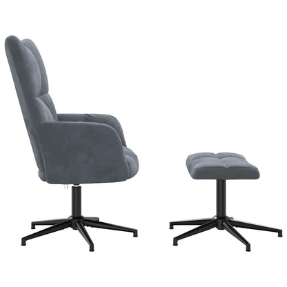 Fåtölj Mörkgrå Vilstol med fotpall sammet