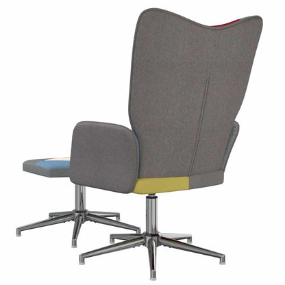 Fåtölj DIV. Vilstol med fotpall tyg lapptäcke